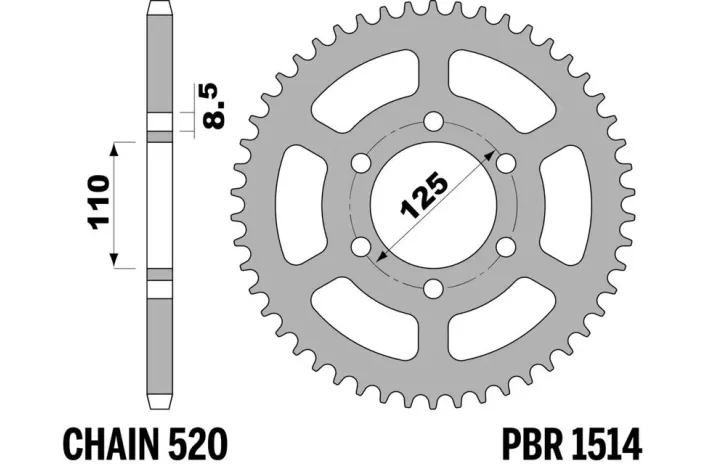 Couronne PBR acier C45 standard 1514 - 520