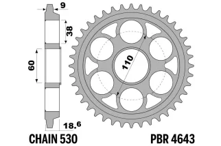 Couronne PBR aluminium ultra-light anodisé dur 4643 - 530