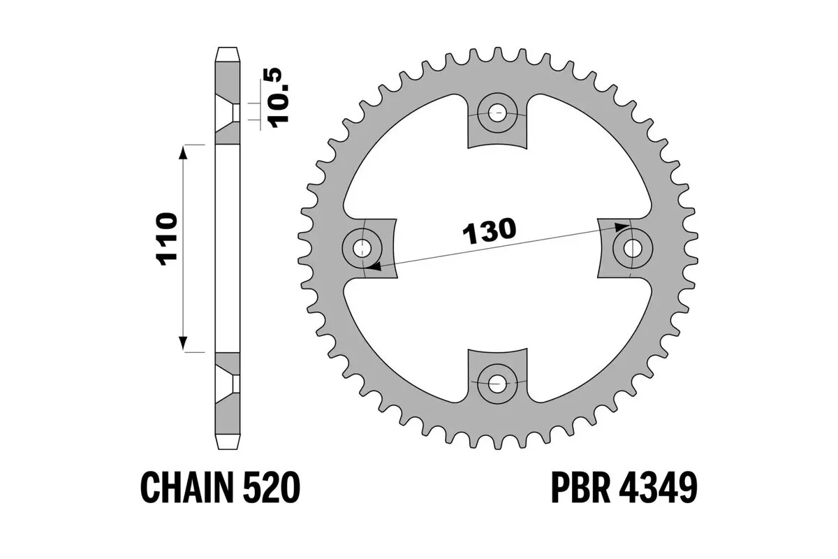Couronne PBR acier C45 standard 4349 - 520