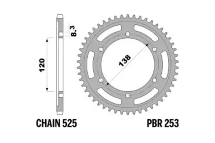 Couronne PBR acier C45 standard 253 - 525