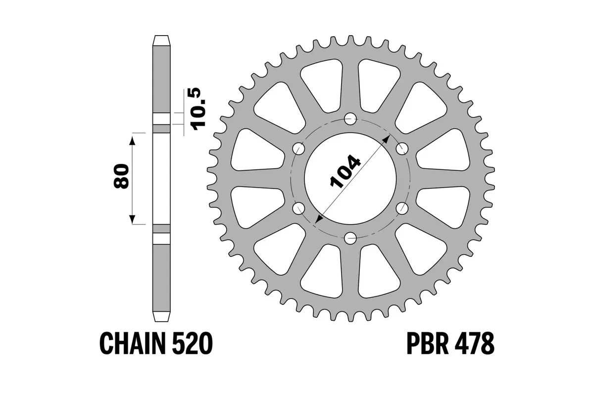 Couronne PBR aluminium ultra-light anodisé dur 478 - 520