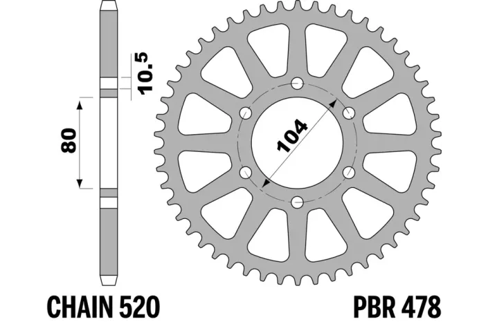 Couronne PBR aluminium ultra-light anodisé dur 478 - 520