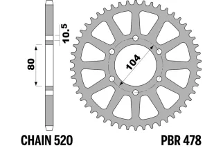 Couronne PBR aluminium ultra-light anodisé dur 478 - 520
