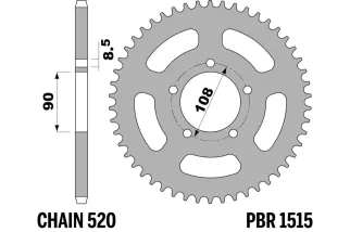 Couronne PBR acier C45 standard 1515 - 520