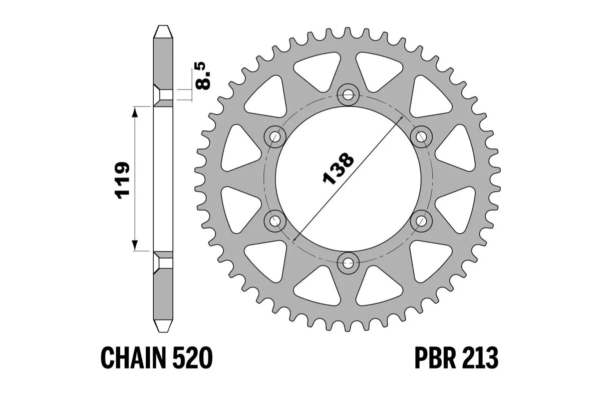 Couronne PBR acier C45 standard 213 - 520