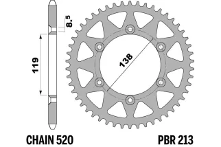Couronne PBR acier C45 standard 213 - 520