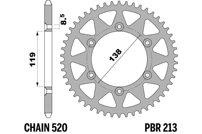 Couronne PBR acier C45 standard 213 - 520