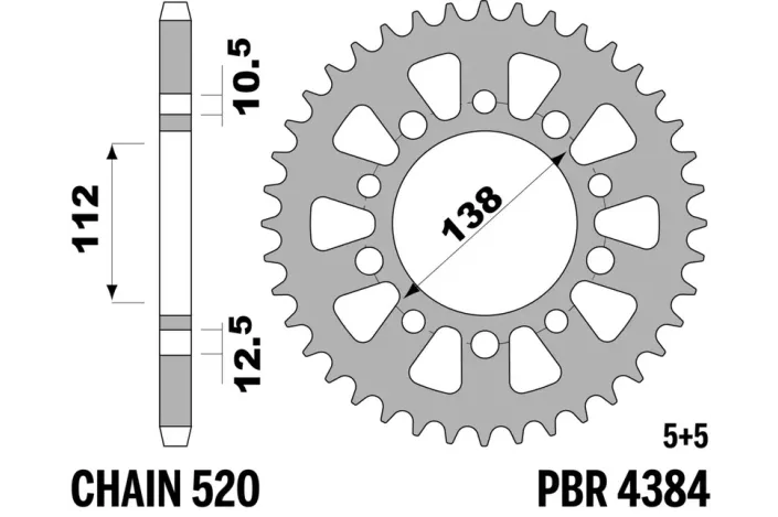 Couronne PBR aluminium ultra-light anodisé dur 4384 - 520