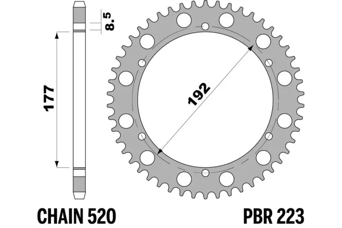 Couronne PBR acier C45 standard 223 - 520