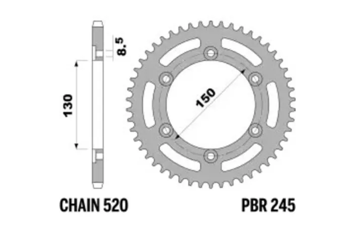 Couronne PBR acier C45 standard 245 - 520