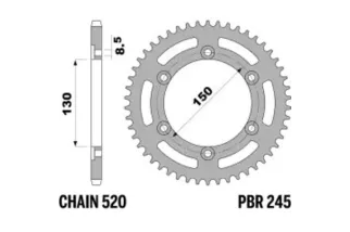 Couronne PBR acier C45 standard 245 - 520
