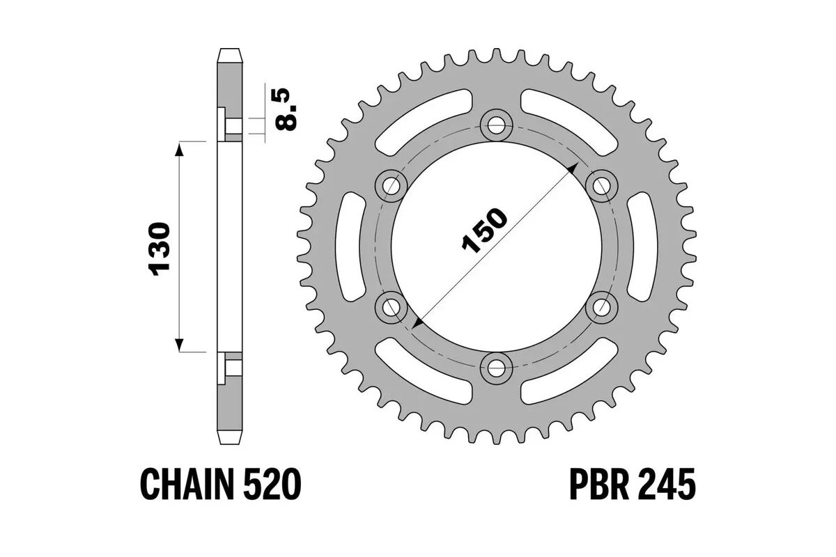 Couronne PBR acier C45 standard 245 - 520
