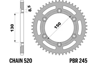 Couronne PBR acier C45 standard 245 - 520