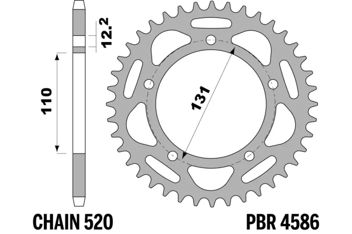 Couronne PBR aluminium ultra-light anodisé dur 4586 - 520