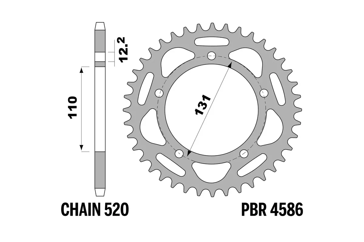 Couronne PBR aluminium ultra-light anodisé dur 4586 - 520
