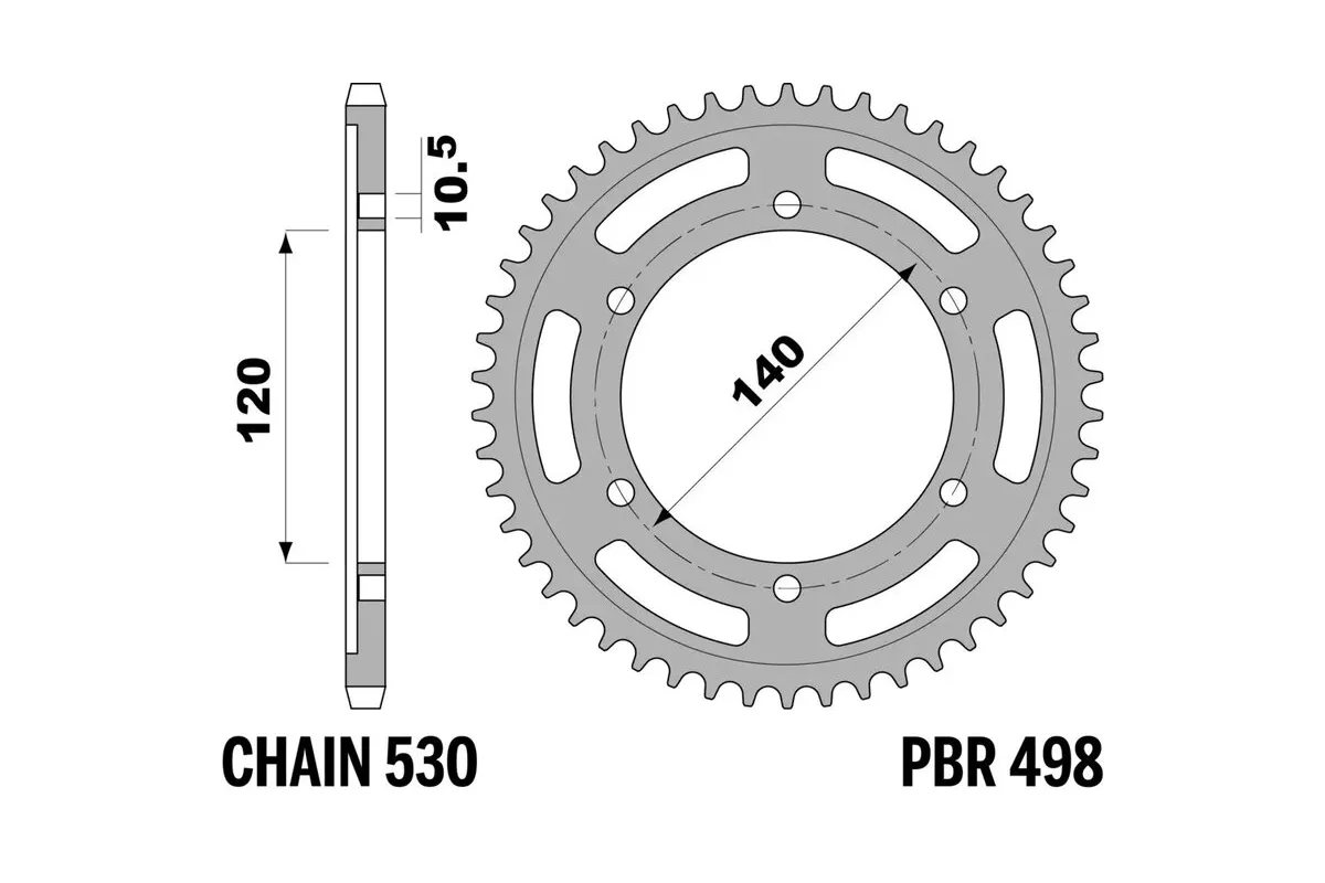 Couronne PBR acier C45 standard 498 - 530