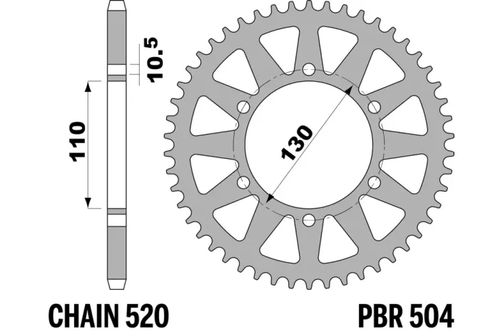 Couronne PBR aluminium ultra-light anodisé dur 504 - 520