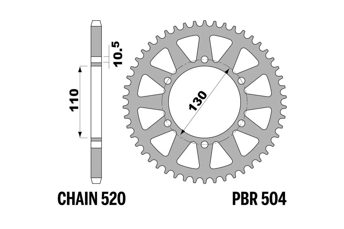 Couronne PBR aluminium ultra-light anodisé dur 504 - 520