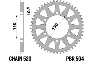 Couronne PBR aluminium ultra-light anodisé dur 504 - 520