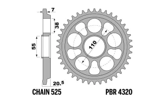 Couronne PBR aluminium ultra-light anodisé dur 4320 - 525