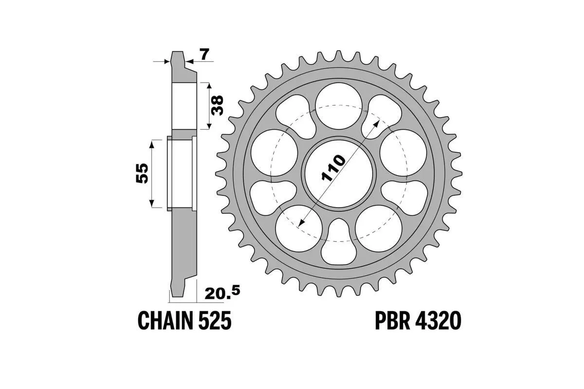 Couronne PBR aluminium ultra-light anodisé dur 4320 - 525