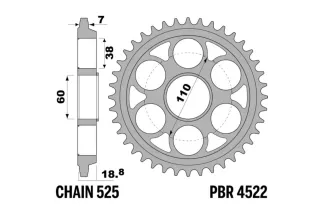 Couronne PBR aluminium ultra-light anodisé dur 4522 - 525