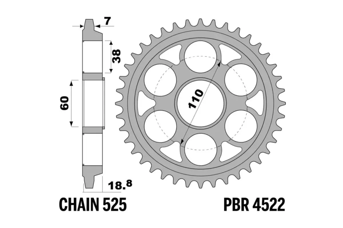 Couronne PBR aluminium ultra-light anodisé dur 4522 - 525