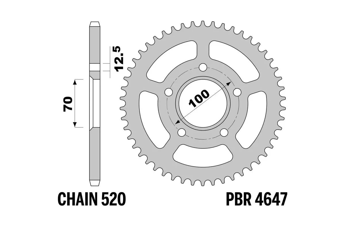 Couronne PBR aluminium ultra-light anodisé dur 4647 - 520