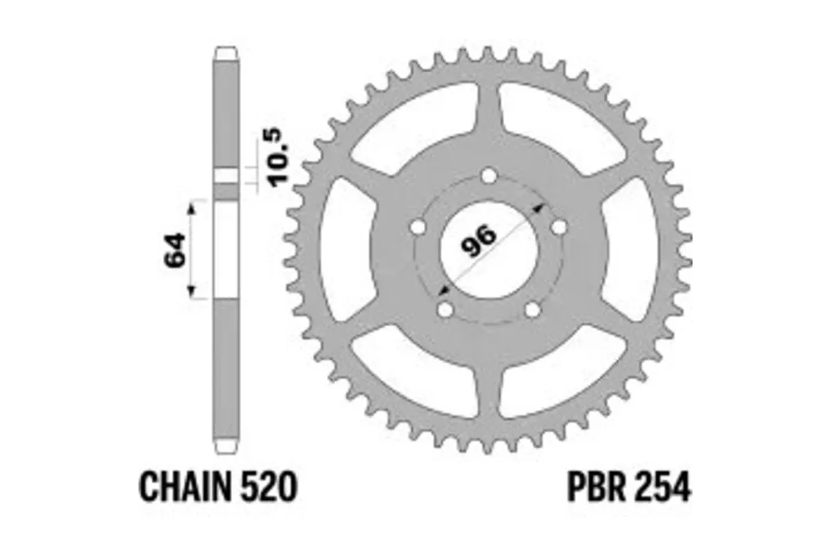Couronne PBR acier C45 standard 254 - 520