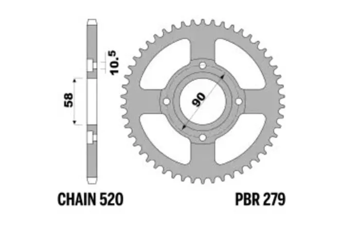 Couronne PBR acier C45 standard 279 - 520