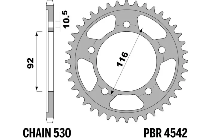 Couronne PBR acier C45 standard 4542 - 530
