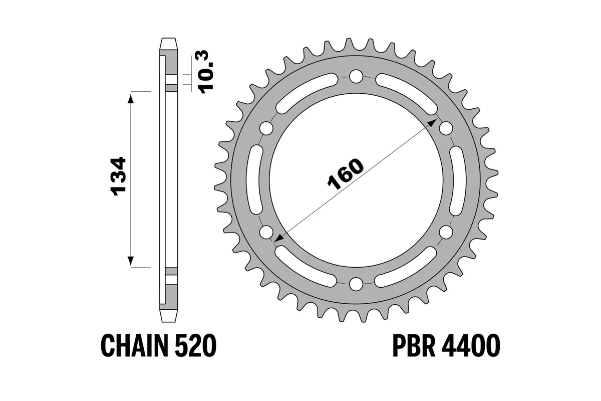 Couronne PBR aluminium ultra-light anodisé dur 4400 - 520