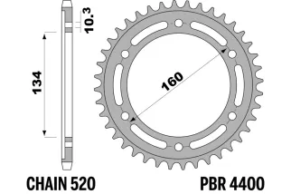 Couronne PBR aluminium ultra-light anodisé dur 4400 - 520