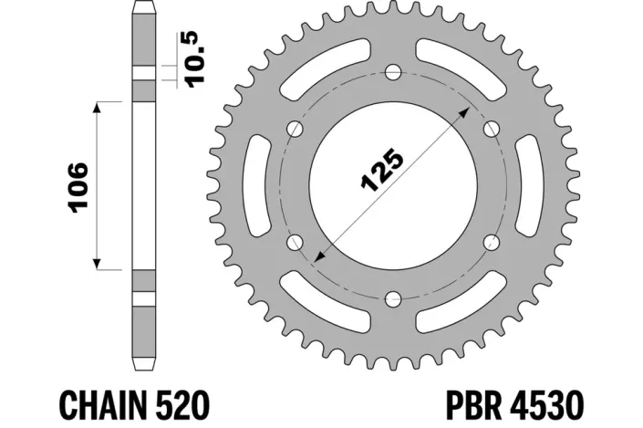 Couronne PBR aluminium ultra-light anodisé dur 4530 - 520