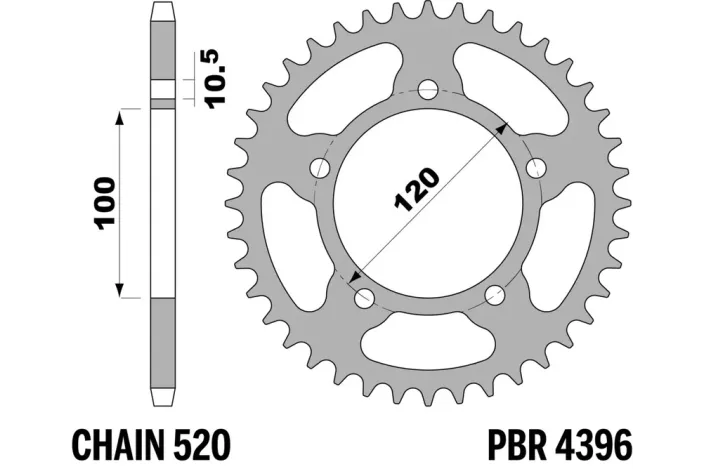 Couronne PBR aluminium ultra-light anodisé dur 4396 - 520