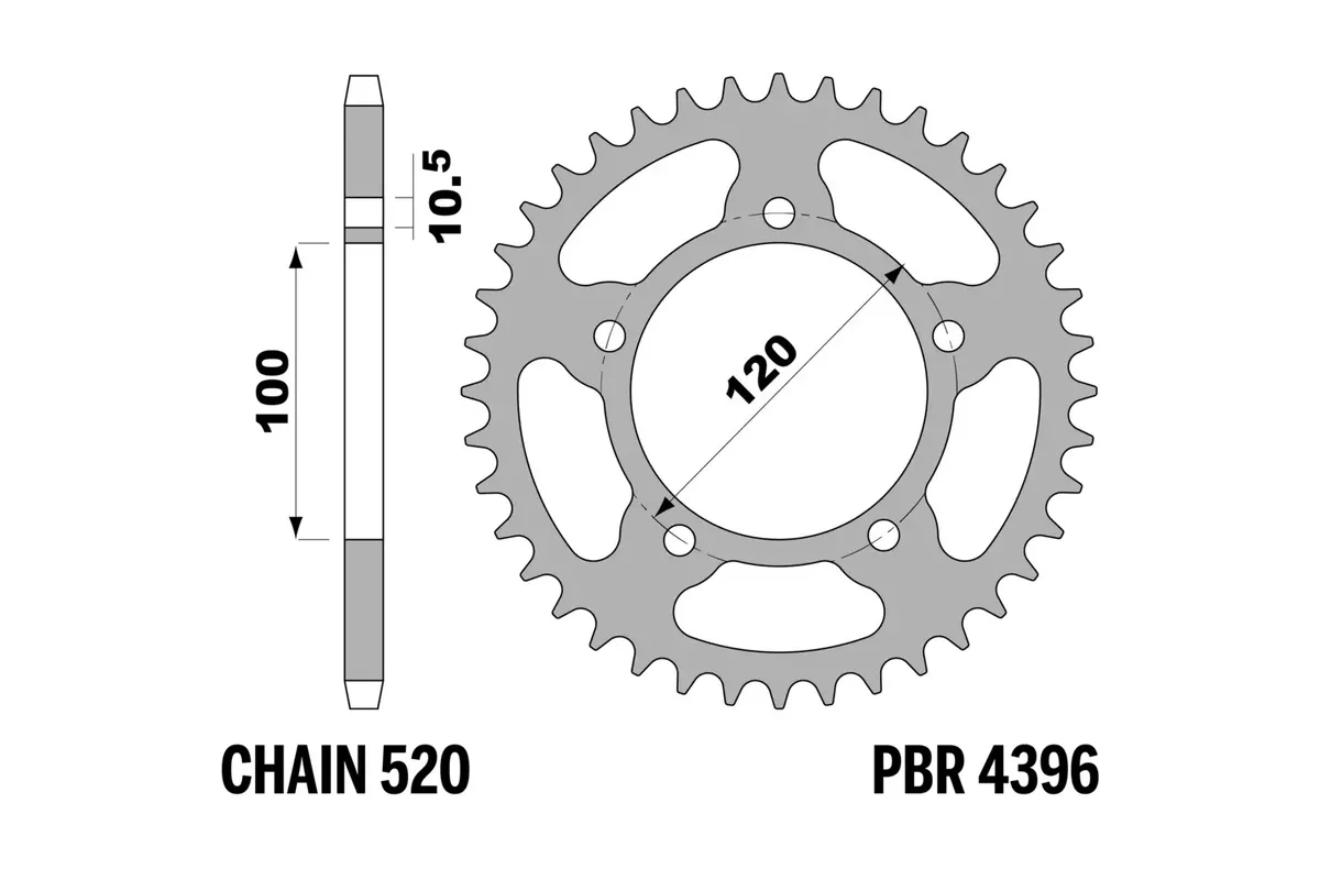 Couronne PBR aluminium ultra-light anodisé dur 4396 - 520