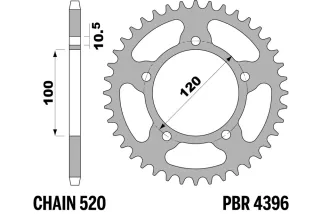 Couronne PBR aluminium ultra-light anodisé dur 4396 - 520