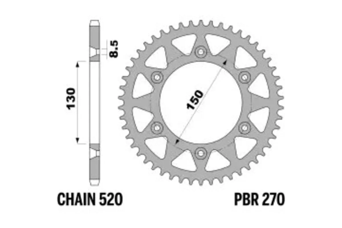 Couronne PBR acier C45 standard 270 - 520