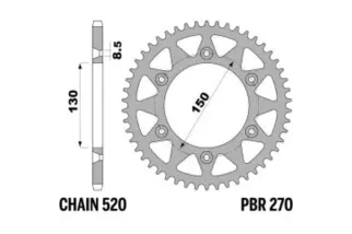 Couronne PBR acier C45 standard 270 - 520
