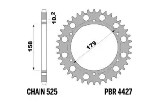 Couronne PBR acier C45 standard 4427 - 525