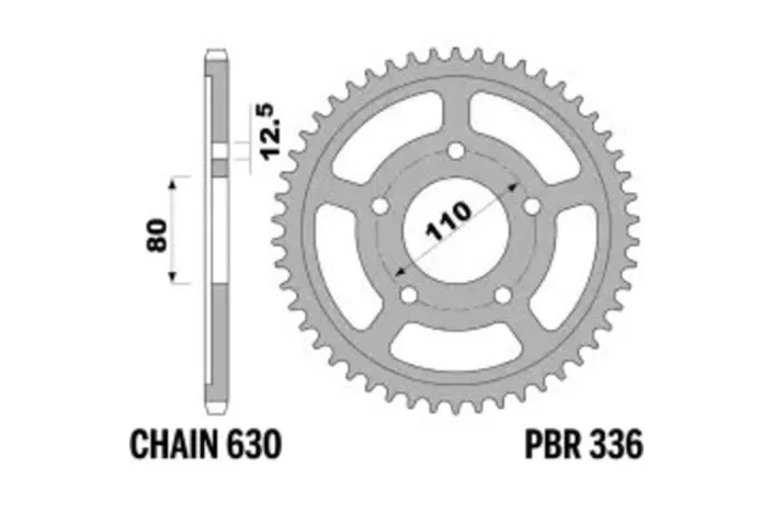 Couronne PBR acier C45 standard 336 - 630
