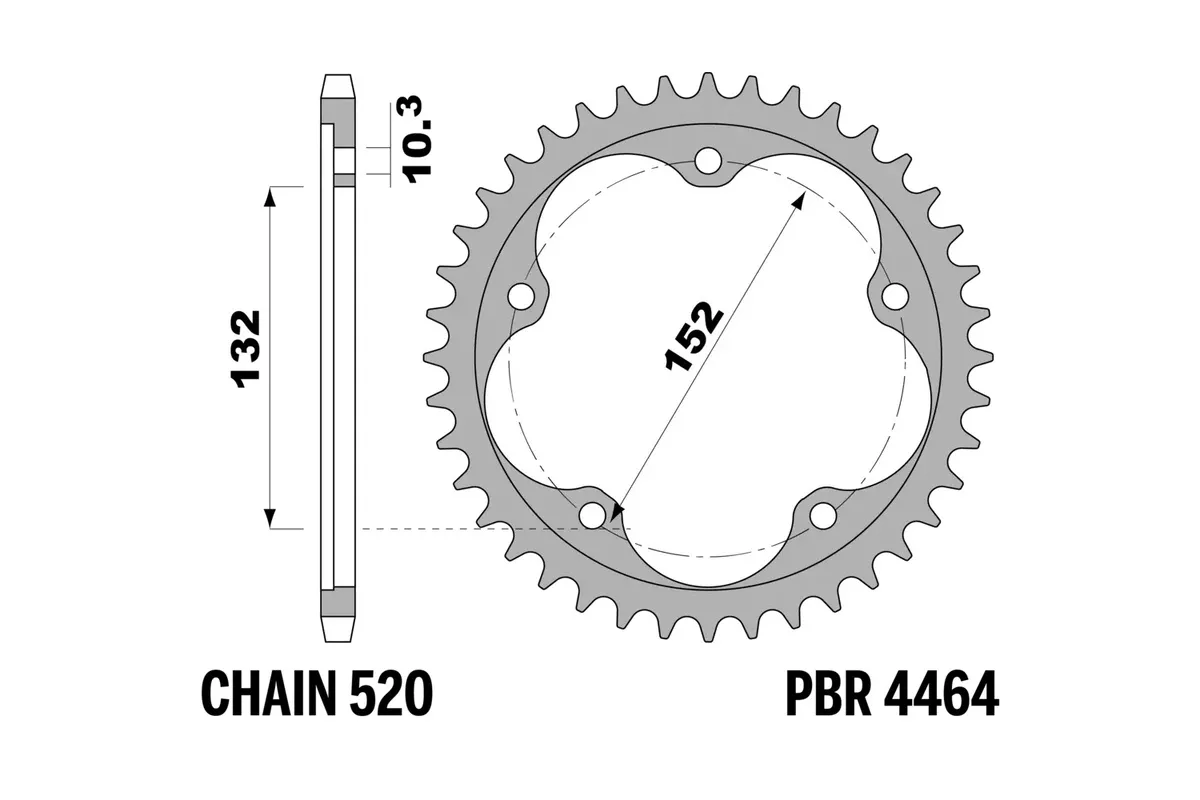Couronne PBR aluminium ultra-light anodisé dur 4464 - 520