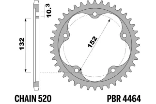 Couronne PBR aluminium ultra-light anodisé dur 4464 - 520