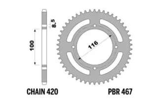 Couronne PBR acier C45 standard 467 - 420