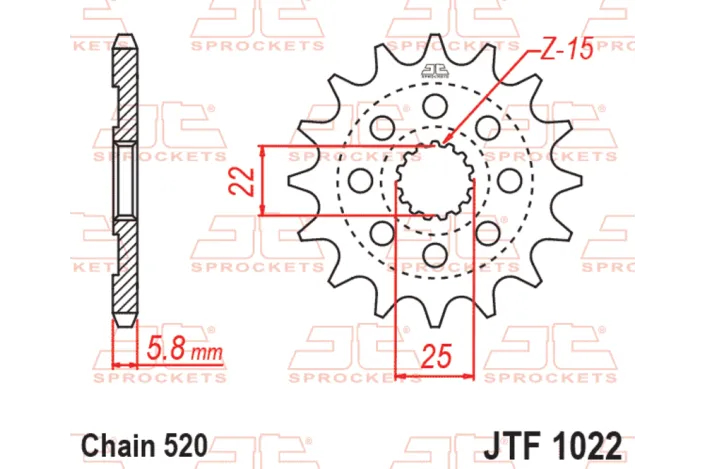 Pignon JT SPROCKETS acier standard 1022 - 520