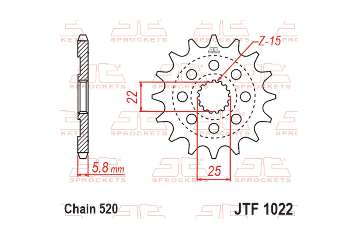 Pignon JT SPROCKETS acier standard 1022 - 520