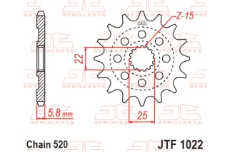 Pignon JT SPROCKETS acier standard 1022 - 520