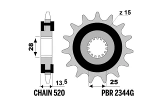 Pignon PBR acier anti-bruit 2344 - 520