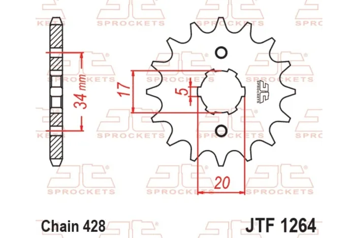 Pignon JT SPROCKETS acier standard 1264 - 428