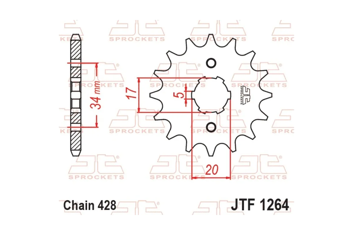Pignon JT SPROCKETS acier standard 1264 - 428